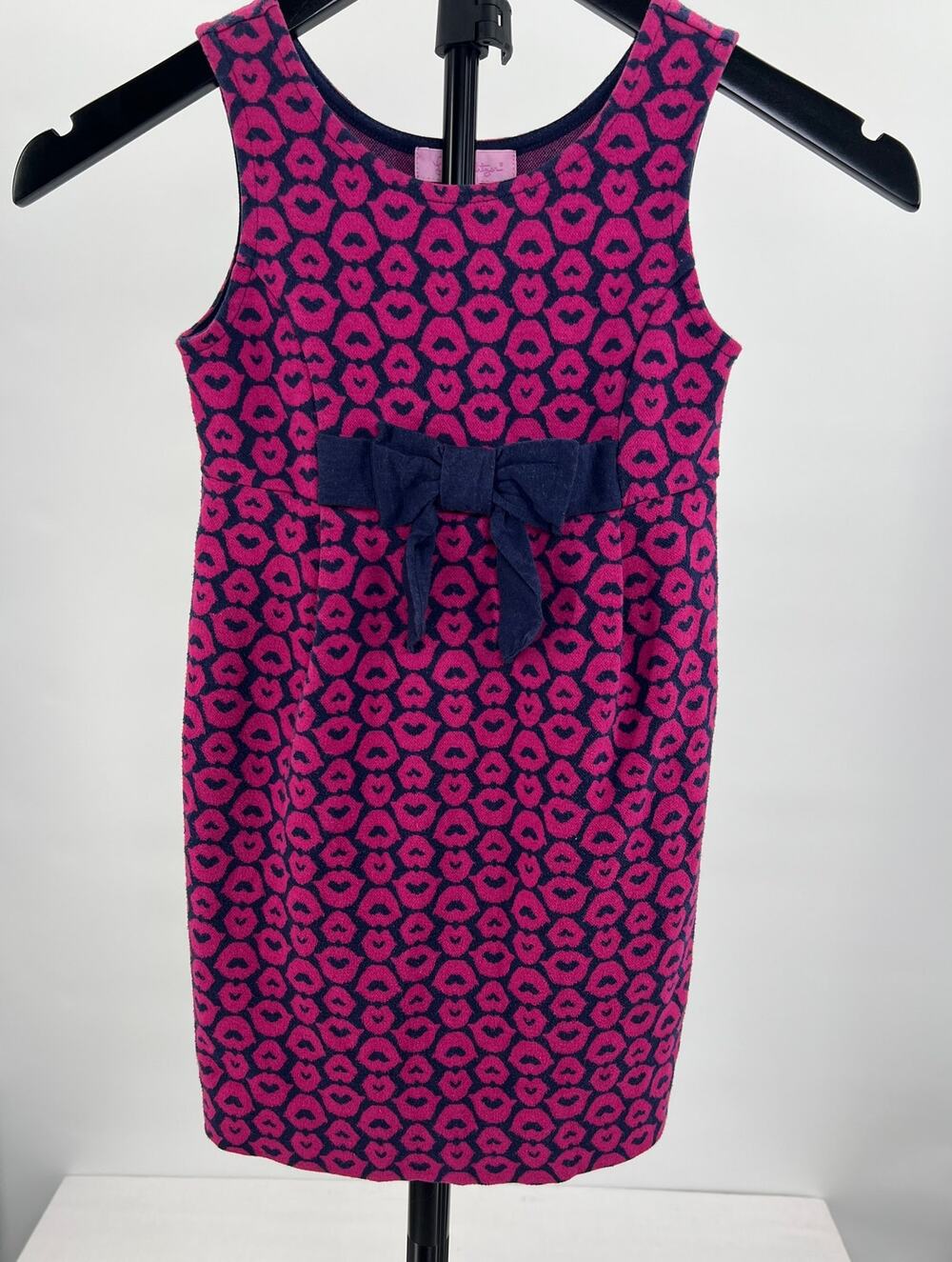 Lilly Pulitzer Don't Give Me Lip Dress Girls Size S 4-5 Pink Navy